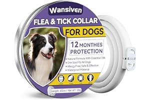 Wansiven Collier Anti Puces pour Chien, 65cm Réglable Collier Anti-Puces et Tiques pour Chiens et Imperméable, 12 Mois Protéger