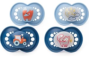 MAM Original Day & Night Soothers | 18-36 Months | 4 Pack | Includes 2X Glow in The Dark Dummies | Orthodontic Design | Baby Accessories | Blue (Various Designs)