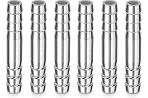 ELEGRIP Edelstahl Schlauch Barb, 6 Stück 6mm Gerader Schlauchverbinder Adapter, 2 Wege Tüllenverbinder Schlauchanschluss für Kraftstoff, Luft, Wasserleitung