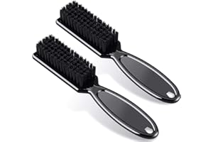 PATELAI 2 piezas cepillo de limpieza de cuchilla de peluquero cepillo de pelo herramienta de cepillo de uñas para limpieza de recortadora (Negro)