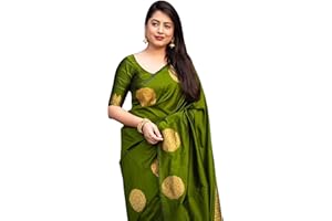C J Enterprise KeriGola Damen-Sari aus reiner Banarasi-Seide, Kanjivaram-Stil, mit Bluse, für Hochzeit