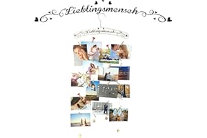 ENDLOS SCHENKEN Staffa portafoto in stile vintage con mollette, per collage fotografico, con scritta “Lieblingsmensch”, idea regalo
