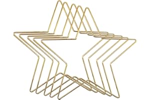 LZLUCKCOME 5 Stück Metallring zum Basteln, Herz/Mond/Fünfeck Traumfänger und DIY Weihnachten Handwerk Basteln, für Hochzeit Kranz, Traum Catcher (Fünfzackiger Stern(100MM*5), Gold)