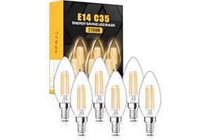 Tuare LED Bulb, 4W 400 Lumens E14 Warm White 2700K, 40W Equivalent Lead, CRI 80 Candle Bulb, Non-Dimmable - Pack of 6, Yellow