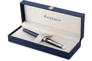 Waterman Hémisphère Stylo plume | laque noire et bleue avec finition palladium | plume fine en acier inoxydable | Encre bleue | Coffret cadeau