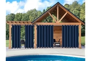 GZQIAWY Outdoor Patio Curtain Weighted Waterproof Drapes Blackout Thermal Insulated Privacy Curtains for Gazebo Porch Balcony Garden [1 Panel,70 in x 80 in (W x L),Dark Blue]