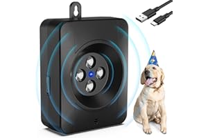 BUBBACARE Boitier Anti Aboiement, 3 Modes Automatique Anti Aboiement Chien Voisin avec 4 Emetteurs à Ultrasons, Audio et Ultrasons Dispositif Anti-aboiement, Rechargeable et Etanche, Intérieur Extérieur