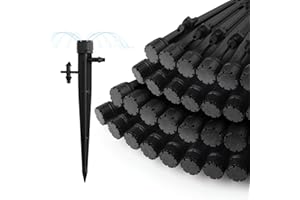 ROLCOASSUNS 100 Pcs Drip Irrigation Emitters, 1/4" Inch Universal 360 Degree Adjustable Irrigation Drip Emitters with Connector, Full Circle Flow Sprinkler Head Fit 1/4 (4-7mm) Tube Water Flow Irrigation System