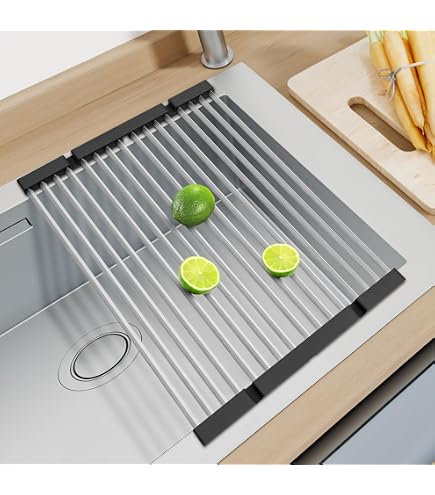 Scolapiatti Telescopico PapakeNook Da Lavello – Regolabile 34,5-55 Cm – Acciaio Inox 304 – Salvaspazio
