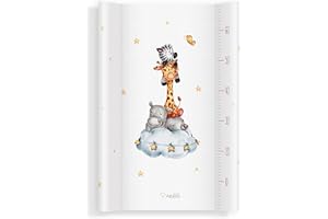 ALBERO MIO Mata do przewijania dla niemowląt, mata do przewijania 50 x 70 cm, zmywalna, nakładka do przewijania do łóżeczka dziecięcego, uniseks (Safari Team)