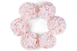 DuHouse Fiori artificiali di ortensia in seta più grandi con stelo, fiori finti di ortensia per matrimoni, casa, giardino, centrotavola, confezione da 6(Rosa chiaro)