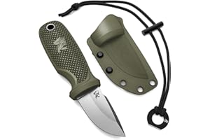 ODENWOLF W-MINI Couteau de cou D2 – Mini couteau EDC lame fixe avec étui + allume-feu – Couteau de survie compact – Idéal bushcraft, randonnée, outdoor
