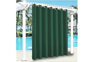 YEVENR Rideaux D'intéRieur et D'extérieur Imperméables Panneau de Rideau Texturé en Lin pour Belvédère Pavillon Porche Cour Cabine de Draperie de Confidentialité Rideaux Vert 1 PCS,302 * 213cm（W*L）
