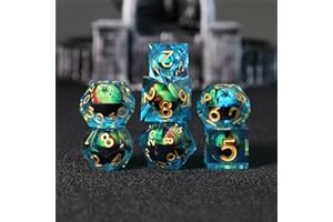 ELIFEL DND zestaw kostek do gry w kształcie smoczego oka, wielościenna żywica o ostrych krawędziach, do odgrywania ról D&D, RPG, MTG, Ttrpg, Pathfinder, odgrywanie ról D20, D12, D10, D8, D6, D4, z pudełkiem