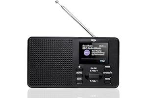 XORO Dab 142 - Radio Digital portátil, recepción FM y Dab+, Memoria de emisora, función RDS, Despertador, Bluetooth, batería y Red, Antena telescópica