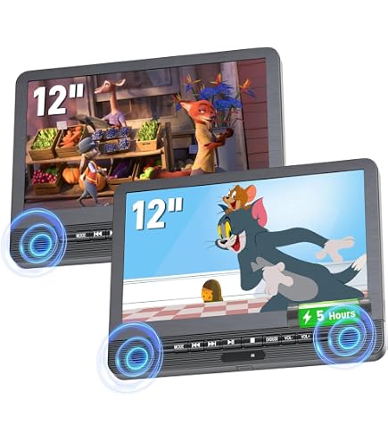 NAVISKAUTO 10.5 Inch Car DVD Player 2 Monitor with HDMI IN 5000mAh
