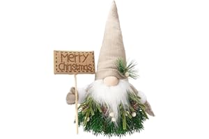 ‎DN DECONATION DN DECONATION Weihnachts-Wichtel aus Kranzgeflecht – Deko-Figur für Tischdekoration, Fensterbank, Sideboard & Wohnzimmer mit Beerendetails (35cm)