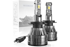 WAIXINGREN H7 Headlight Bulb, 60W 26000 LM 400% Brightness 6500K for Led Headlight Bulbs with fan, Waterproof IP68 Halogen Replacement, Plug and Play (H7)