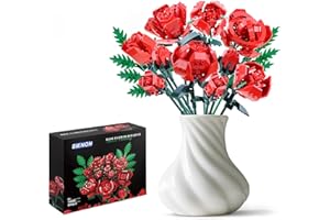 SIENON Rosen-Bausatz -10 Stück Rosenblüten & 2 Stück Blätter Botanische Sammlung, künstliche Blumen für Home Décor, Rosen Blumenstrauß Baukasten für Valentinstag Weihnachten Geburtstag Jahrestag