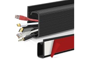 SEGNAYEN Under Desk Cable Management, Black Cable Trunking Self Adhesive Cable Raceway, J Channel Desk Cable Organizer Cord Hider for Office PC Electric Wire Tidy, 40cm, 2 Pack