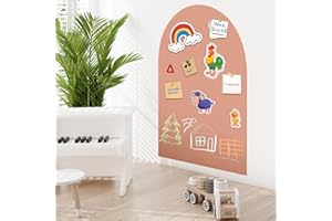 WARASEE Pizarra Magnética Infantil Pared 80×100 cm, Adhesiva Lamina Imantada Arco, 3 Tizas sin Polvo, 1 Toallita, Ideal para Niños, Escuelas y Oficinas (Leche con Té)
