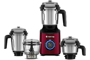 Atomberg Zenova Mixer Grinder For Kitchen | Intelligent BLDC Motor | Grinds Like 1000 Watt | Unique Coarse Mode for Silbatta Texture | 4 Jars With Chopper | Hands-Free | Safety Features | Red Wine