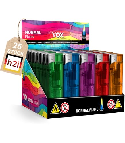 50er Display-Pack Elektronikfeuerzeuge – Metallic-Farben, Nachfüllbar, Von LUX