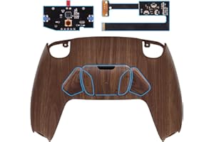 eXtremeRate RISE4 Remap Kit Programmable pour ps5 Manette BDM-010&020, Coque Arrière Redessinée avec 4 Palette pour ps5 Manette, Carte améliorée, Grain de Bois