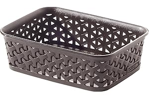 CURVER Panier de rangement A6 My Style - Pour Bureau, Entrée, Salon, Salle de Bain -19,8x14,2x6 cm - Chocolat