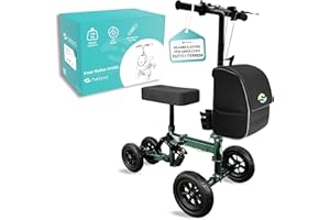 Helavo sostituto delle stampelle, deambulatore per ginocchia pieghevole - Deambulatore ortopedico per ginocchia con morbida ginocchiera e manubrio regolabile