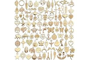 WJIAEER 100 Pièces Or Charm - Breloques création Bijoux - breloque - Alliage Petit Pendentif - Bracelet, Collier Pendentif, Bijoux DIY Faits à la Main