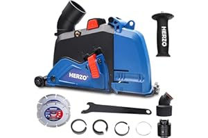 HERZO Absaughaube für Winkelschleifer 125mm für Mauernutfräse Schlitzfräse mit 2x diamantscheiben 125mm