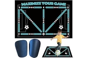 Bettinay Non Slip Shock Football Training Mat 60 x 90 Cm, Large Football Mastery Mat with 2 PCS Mini Shin Pads for Kids Adults gift