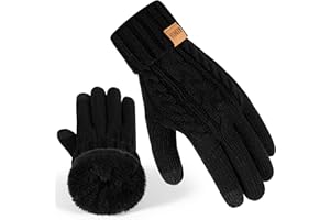 REDESS Gants d'hiver pour femmes Gants thermiques chauds en tricot doublés de polaire Compatibles avec les écrans tactiles Pour temps froid