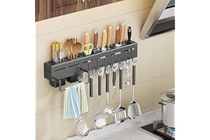TUZSOCR Portacoltelli in acciaio inossidabile, da tavolo a parete vuota porta coltelli, portacoltelli da cucina, supporto per coltelli, senza punzonatura, per coltelli da cucina, utensili da cucina, e