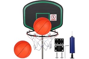 DIEGIMR Trampoline Basketball Hoop, Easy to Install Trampoline Basketball Attachment with 2pcs Mini Basketball & Pump Trampoline Accessories for Trampolines with Straight Pole of About 25mm