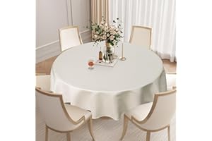 Softalker Tovaglia beige natalizia rotonda 160 cm,6 posti,antimacchia,con design a jacquard,poliestere 210GSM,lavabile,ideale per tavoli da pranzo rotondi e cene familiari,primavera,inverno,outdoor.