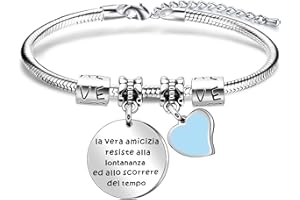 Angelra Regali di Amicizia Braccialetto Donna Bracciale AmiciLa vera amicizia resiste alla lontananza ed allo scorrere del tempo Ciondolo Argento con Incisione per Natale