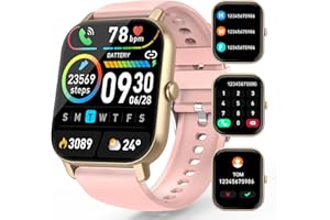 Aptkdoe Reloj Inteligente Hombre Mujer, 1,85" Smartwatch con Llamada Bluetooth, Impermeable IP68 Pulsera Actividad con 112 Modos Deporte, Monitoreo de Sueño/Pulsómetro/Podómetro, Rosa