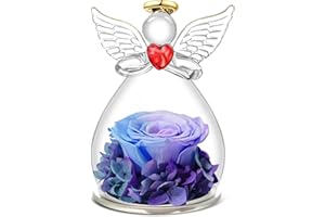 Qinqinxin Muttertagsgeschenke für Mama, Ewige Rose Engel Figur Geschenk für Mama Oma, Ewige Blume Kuppel Glas Engel, Infinity Rosen Geschenke für Frauen, Originelles Geschenke zum Muttertag Geburtstag