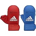 adidas WKF Karate Mitts, Gloves, With Thumb, For Martial Arts, Fighting, Sparring, Lightweight, Hand Safety, Foam Padding, Elastic Secure Closing, Blue, Red