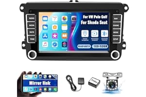 CAMECHO 1G+32G Android 13 Car Radio for VW Golf Polo Jatta Touran Tiguan Seat with Bluetooth Sat Nav GPS WiFi, 7 Inch Touch Screen Car Stereo with FM/RDS Mirror Link SWC + Backup Camera Canbus