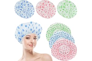 ETELIAR Elastische Duschhaube, 6 Stücke Duschhaube Wasserdichte Badekappe aus Kunststoff für Mädchen, Frauen, Kosmetik, Haar Spa, Zuhause, Hotel, Reisen