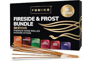Fumino Fresh Handmade Incense Sticks Multipack Fireside & Frost Bundle 6 Boxes 84 Pieces (90g) Masala Agarbatti Joss Scent Fragrance for Relaxation and Meditation, Home and House Decor