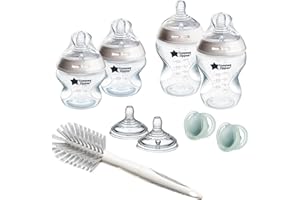Tommee Tippee Closer to Nature - zestaw startowy dla niemowląt, smoczki przypominające piersi z zaworem antykolkowym, mieszane rozmiary i kolory