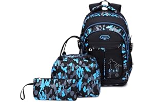 IvyH Mochilas Escolares Juveniles, Mochila Niño Camuflaje 3 en 1 Bolsas Escolares Impermeables Gran Capacidad