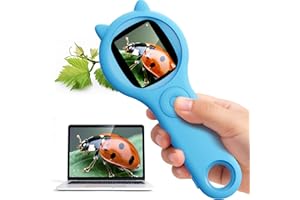 ASHFLY Microscopio per bambini 200X- 2 Pollici Microscopio Portatile con 8 LED Regolabili, MicroscopioDigitale Supporta la Registrazione di Foto e Video, Regalo di Natale per Bambini dai 3-12 Anni