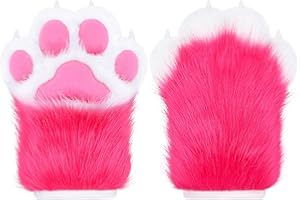 ZFKJERS Cosplay Animal Extended Fluffy Plastic Claws for Cats Fursuit Paw Gloves Adult Costume Accessory Set