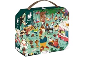 Janod - Puzzle Enfant Cousinade des Ours 54 Pièces - Jeu Educatif Motricité Fine et Concentration - Valisette Poignée - Fabriqué en France - Certifié FSC - Encres Végétales - Dès 5 ans, J02610