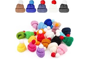 LONIMIA Gestrickt Mini Hut Ornamente,Cute Hat Handmade Wolle Gewebt Hut Dekoration Für Schmuck Machen DIY Weihnachten Handwerk,Gemischte Farben